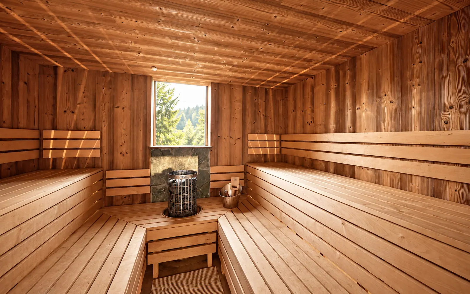 The Finnish sauna, with its window onto the garden